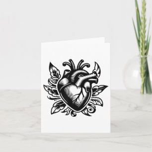 Tarjeta Corazón Vintage Amor de Escuela Antigua Estilo de 