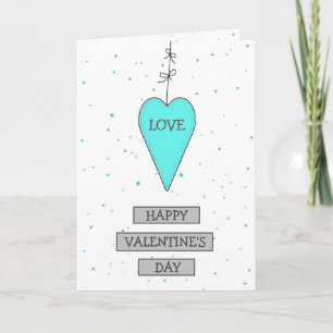 Tarjeta Corazón y lazos caprichosos de color azul verdoso 