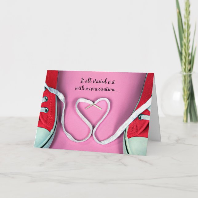 Tarjeta Corazón y zapatillas de aniversario (Anverso)