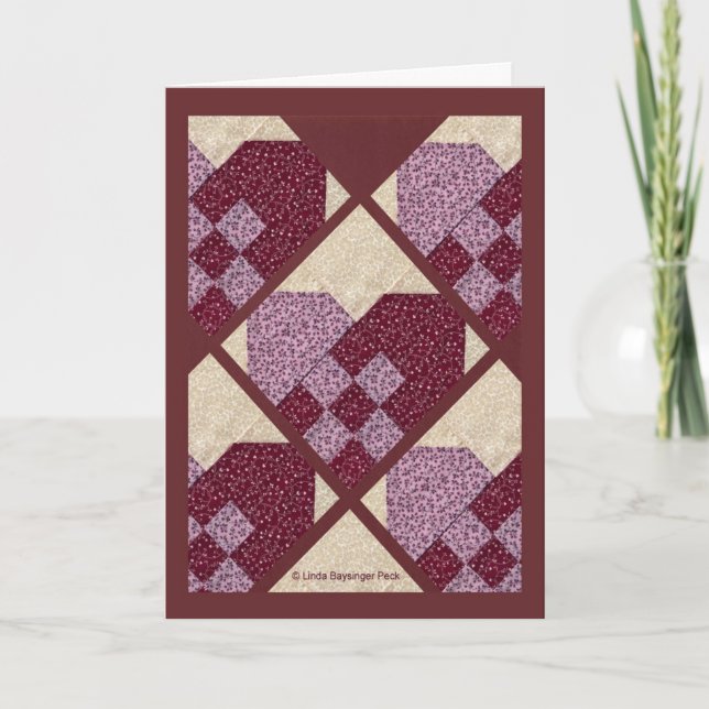 Tarjeta Corazones acolchados (Anverso)