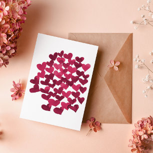 Tarjeta Corazones acuarelas en el El día de San Valentín v