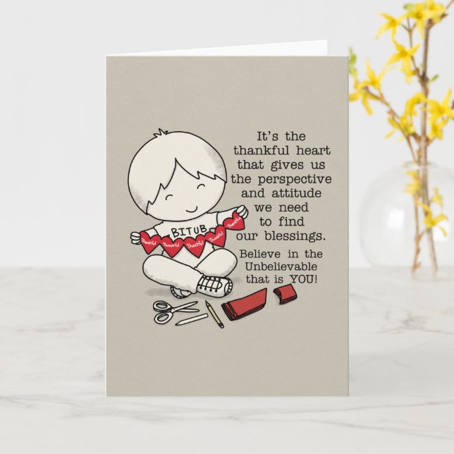 Tarjeta Corazones agradecidas (flor amarilla)