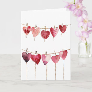 Tarjeta Corazones Atados a una Línea