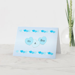 Tarjeta Corazones azules niño recién nacido