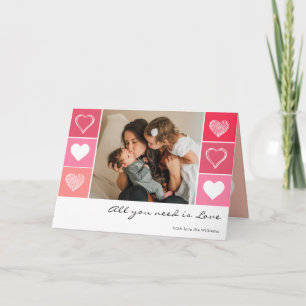 Tarjeta Corazones blancos modernos foto roja y rosa San Va