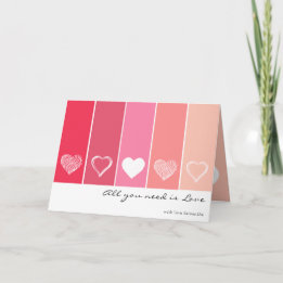 Tarjeta Corazones blancos modernos rayas rojas y rosas Val