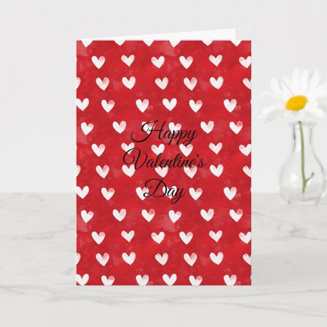 Tarjeta Corazones Blancos Rojo Amor día de San Valentín (Planta pequeña)