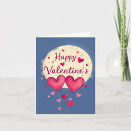 Tarjeta Corazones Caprichosos y Luna Llena San Valentín
