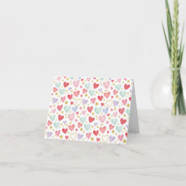 Tarjeta Corazones de Acuarela Arcoíris Pastel
