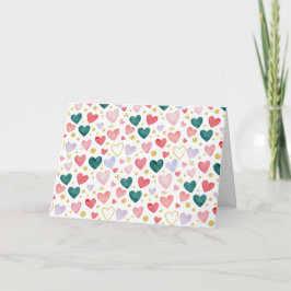 Tarjeta Corazones de Acuarela Encantado Evergreen y Rosa