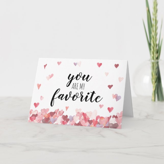 Tarjeta Corazones de Acuarela Eres Mi Valentín Favorito (Anverso)
