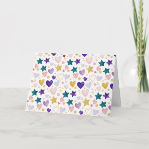 Tarjeta Corazones de Acuarela y Polvo de Estrellas
