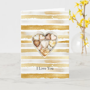 Tarjeta Corazones de Amor Rayas Doradas