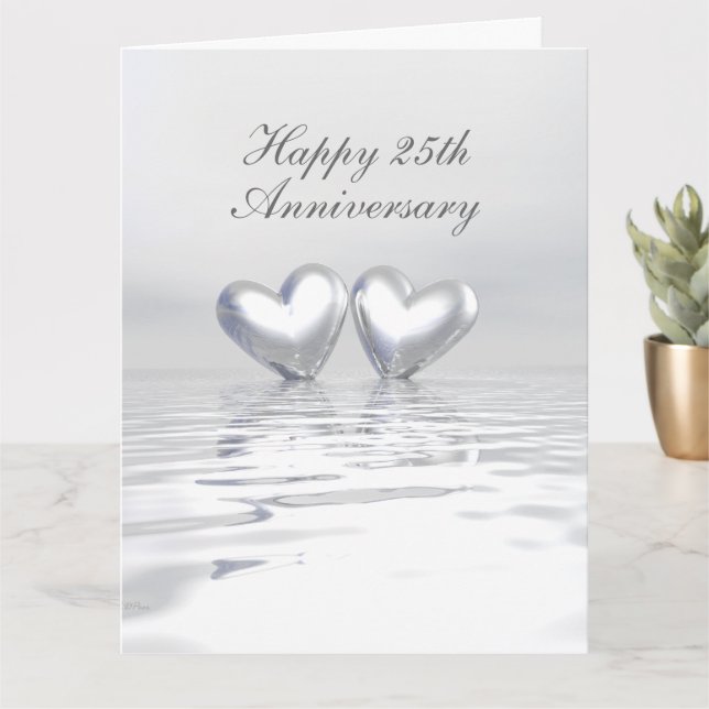 Tarjeta Corazones de aniversario de plata (Planta pequeña)