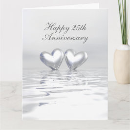 Tarjeta Corazones de aniversario de plata