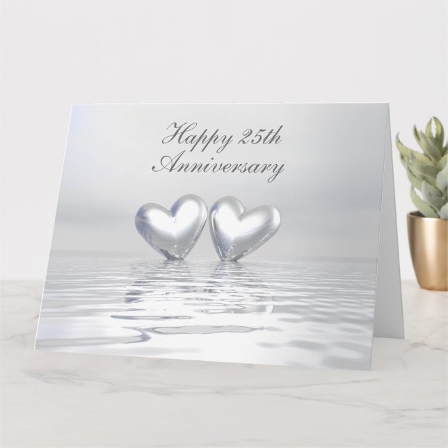 Tarjeta Corazones de aniversario de plata (Planta pequeña)