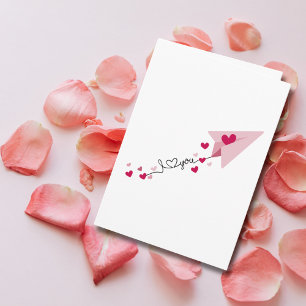 Tarjeta Corazones de Avión de Papel Te Amo Día de San Vale