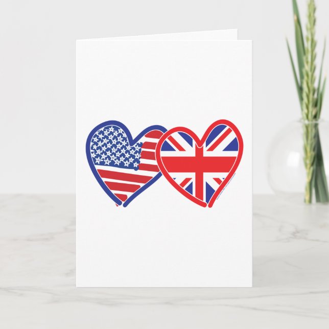 Tarjeta Corazones de bandera/bandera de la Unión Americana (Anverso)