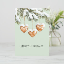Tarjeta Corazones de Caramelo Cremoso Cálido Verde Navidad
