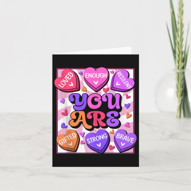 Tarjeta Corazones de caramelo de afirmaciones para el Día  (Anverso)
