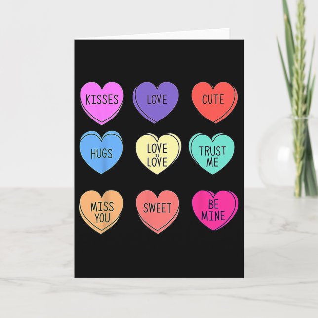 Tarjeta Corazones de Conversación de San Valentín Caramelo (Anverso)