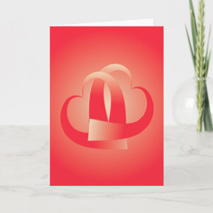 Tarjeta corazones de coral abrazando