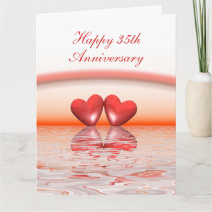 Tarjeta Corazones de Coral del 35º Aniversario
