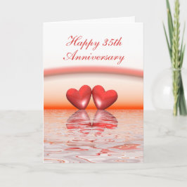 Tarjeta Corazones de Coral del 35º Aniversario