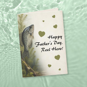 Tarjeta Corazones de Crappie Carrete Héroe Día del Padre