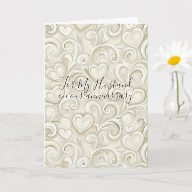 Tarjeta Corazones de Crema de Aniversario Te Amo Romántico (Planta pequeña)
