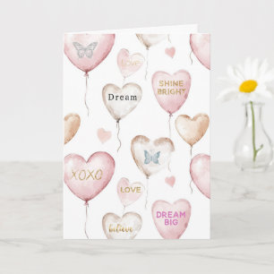 Tarjeta Corazones de crema rosa inspiradores
