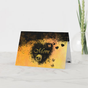 Tarjeta Corazones de Día de la Madre de gótico, cráneo, ma