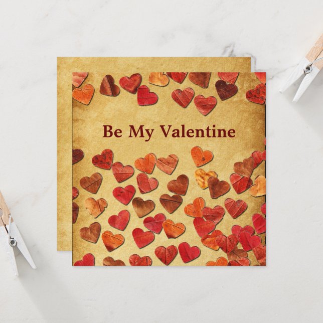 Tarjeta Corazones de hojas de otoño - San Valentín (Anverso/Reverso In Situ)