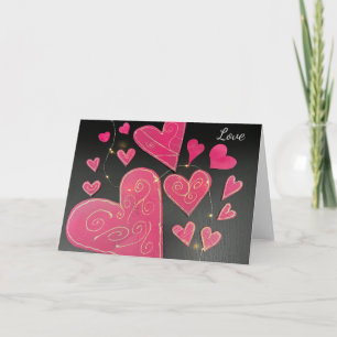 Tarjeta Corazones de manualidades rosados