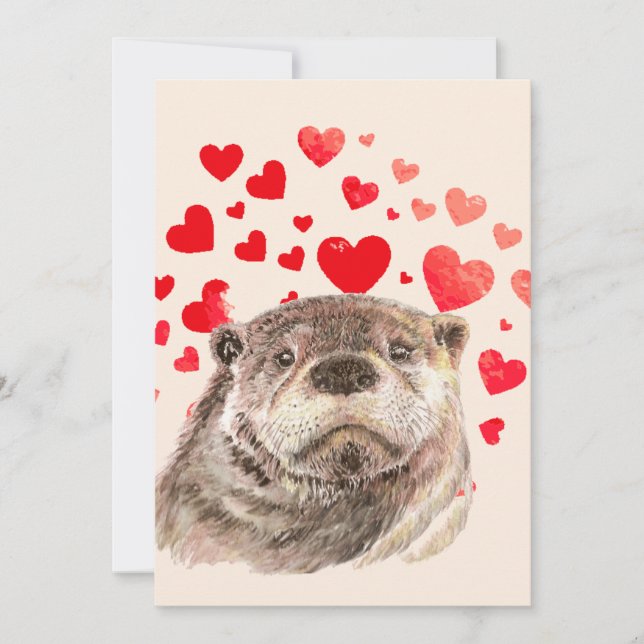 Tarjeta Corazones de Otter curridos mandando animal de amo (Anverso)