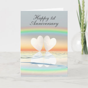 Tarjeta Corazones de papel del 1er aniversario