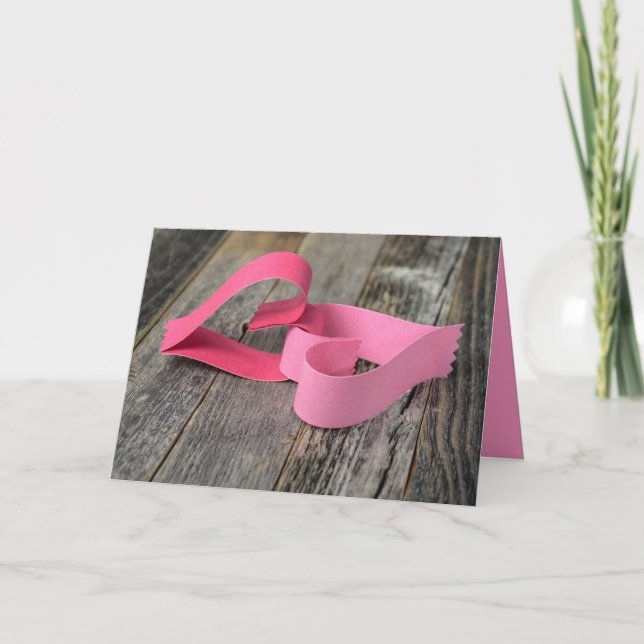 Tarjeta corazones de papel para aniversario de boda (Anverso)