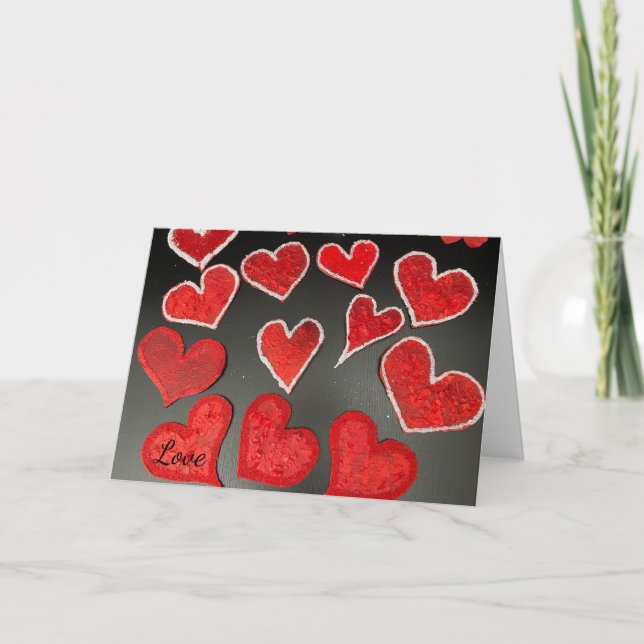 Tarjeta Corazones de Papier-Mache' de Tejido  (Anverso)