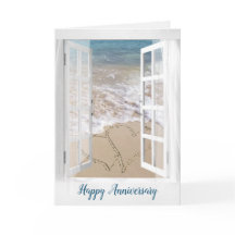 Corazones de playa del aniversario