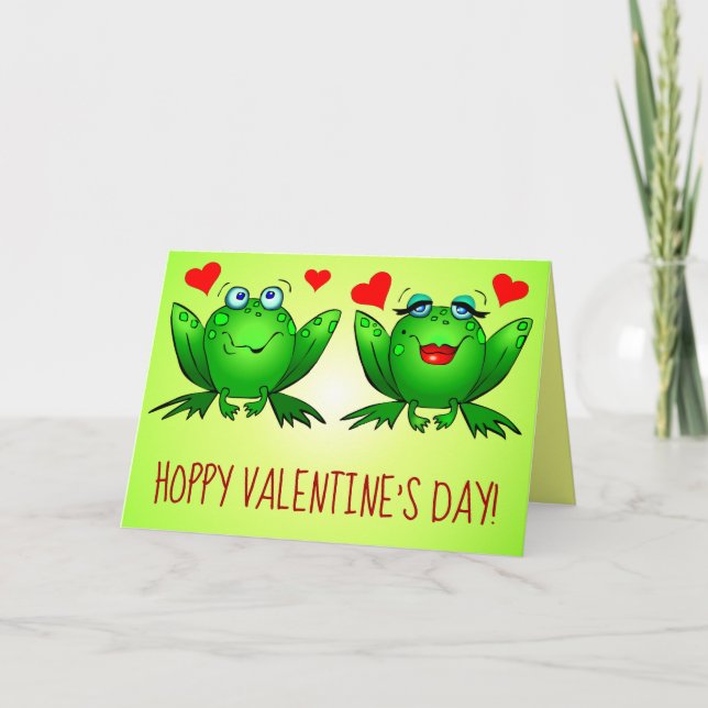 Tarjeta Corazones de ranas Personalizados amordazadas Día  (Anverso)