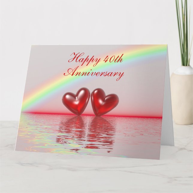Tarjeta Corazones de rubí a 40 años (Anverso)