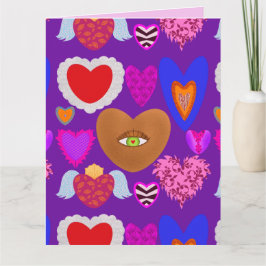 Tarjeta Corazones de San Valentín de varios colores