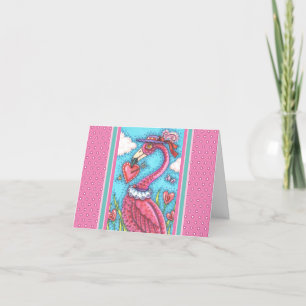 TARJETA CORAZONES DE SAN VALENTÍN FLAMINGO ROSA, PÁJARO DE