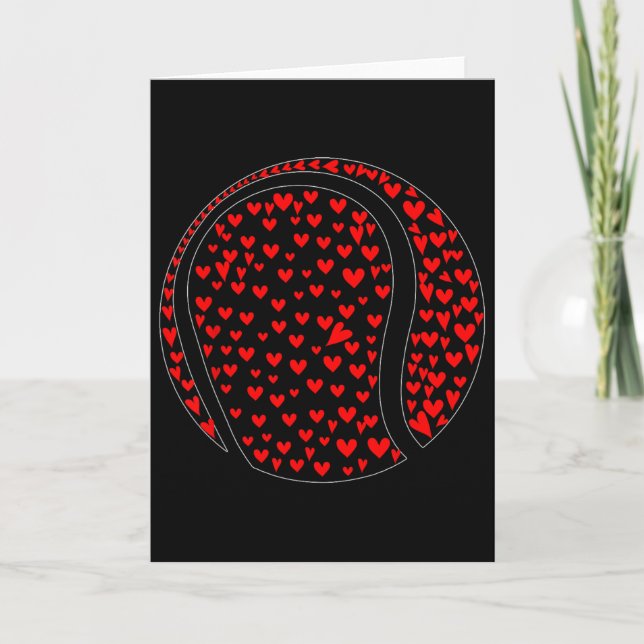 Tarjeta Corazones de San Valentín Juego de Formas de Tenis (Anverso)