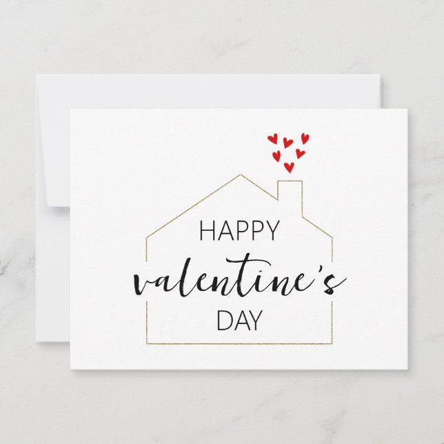 Tarjeta Corazones del Día de San Valentín para inmobiliari (Anverso)