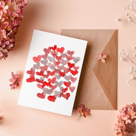 Tarjeta Corazones del día de San Valentín - rojos y grises