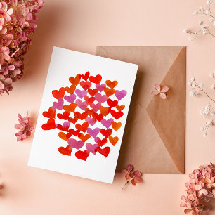 Tarjeta corazones del día de San Valentín - rosa y naranja
