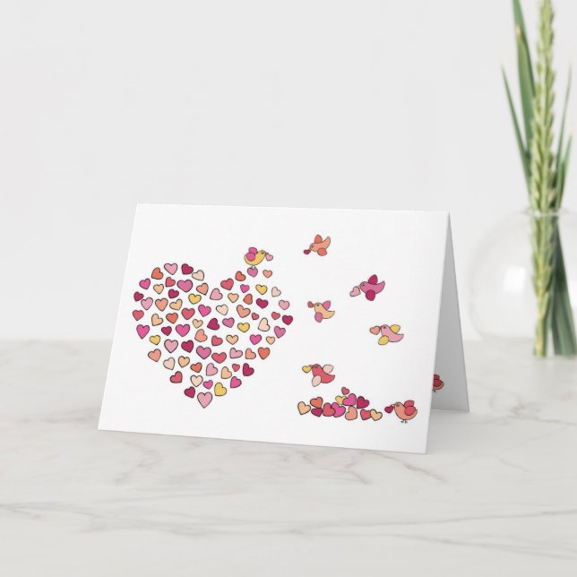Tarjeta Corazones del n de los pájaros (Anverso)