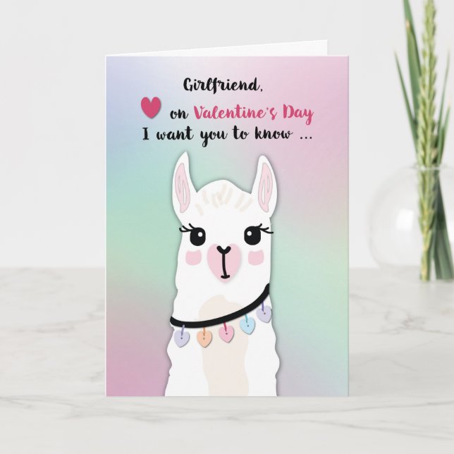 Tarjeta Corazones Día de San Valentín de Girlfriend Llamas (Anverso)