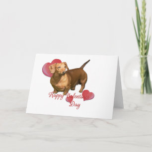 Tarjeta Corazones El día de San Valentín de Dachshund Rojo